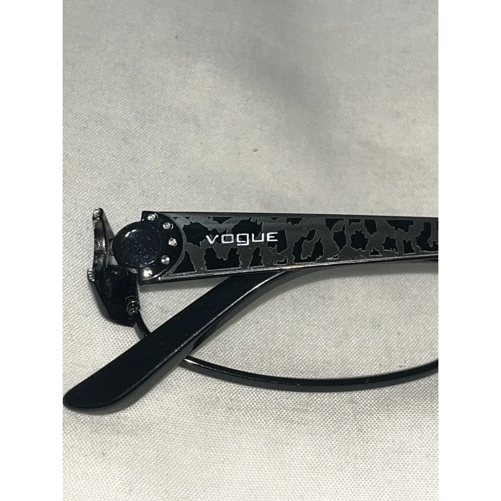 Vogue VO3745-B 352 Black Silver Chip Style Paint Metal Designer Eyeglasses 53-16